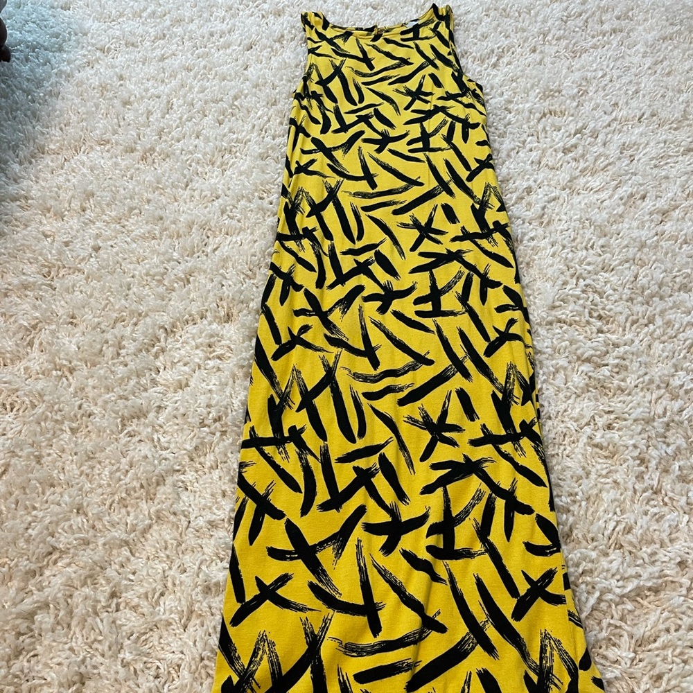 Yellow Patterned fitted dress